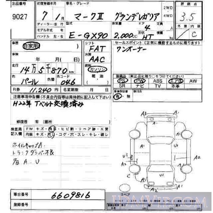 1995 TOYOTA MARK II _ GX90 - 9027 - JU Hiroshima
