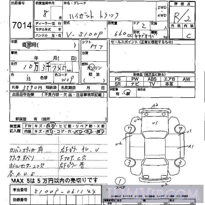 1996 DAIHATSU HIJET VAN  S100P - 7014 - JU Mie