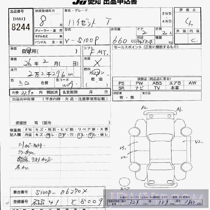 1996 DAIHATSU HIJET VAN  S100P - 8244 - JU Aichi