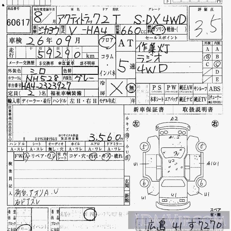 1996 HONDA ACTY TRUCK 4WD_SDX HA4 - 60617 - HAA Kobe