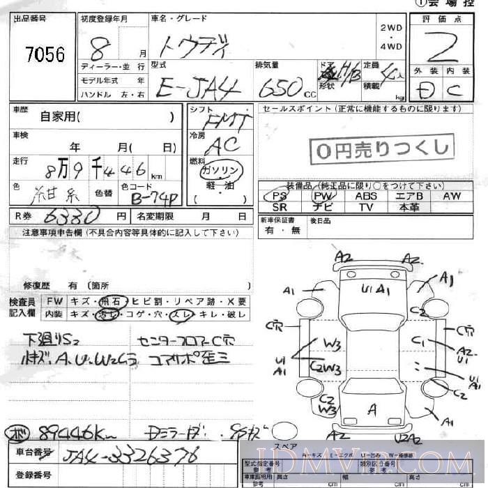 1996 HONDA TODAY  JA4 - 7056 - JU Fukushima