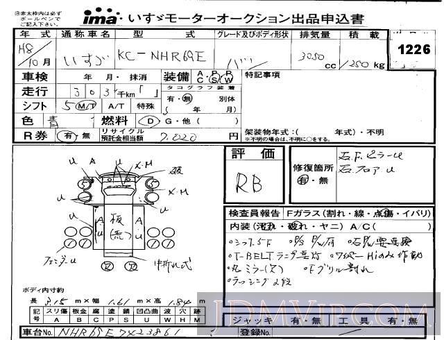 1996 ISUZU ELF TRUCK  NHR69E - 1226 - Isuzu Kobe