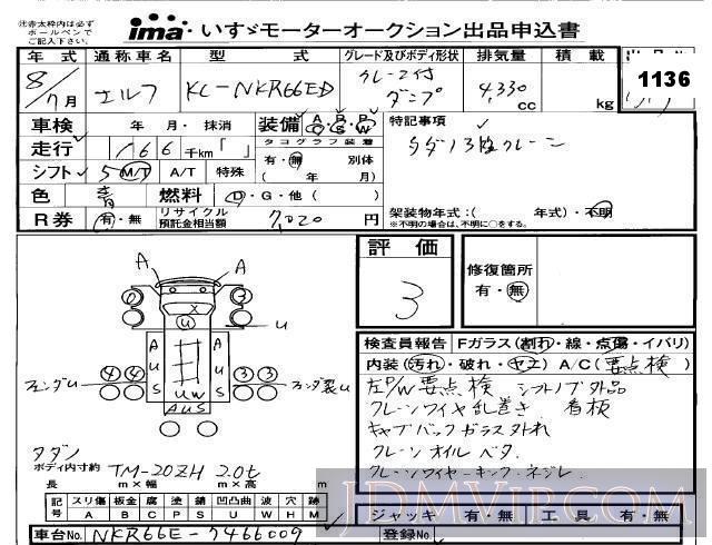 1996 ISUZU ELF TRUCK  NKR66ED - 1136 - Isuzu Kobe