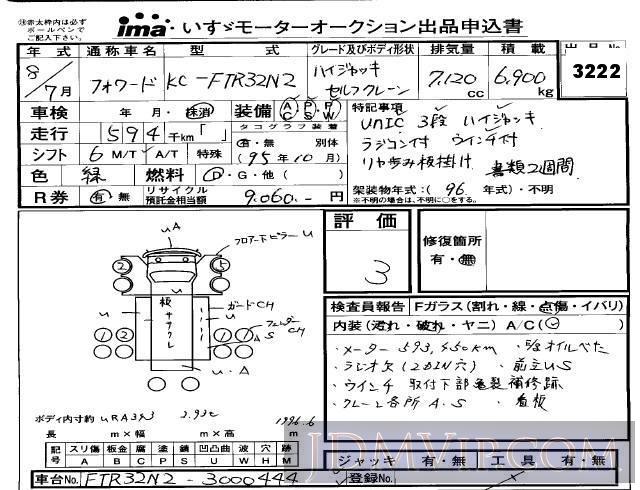1996 ISUZU FORWARD  FTR32N2 - 3222 - Isuzu Kobe