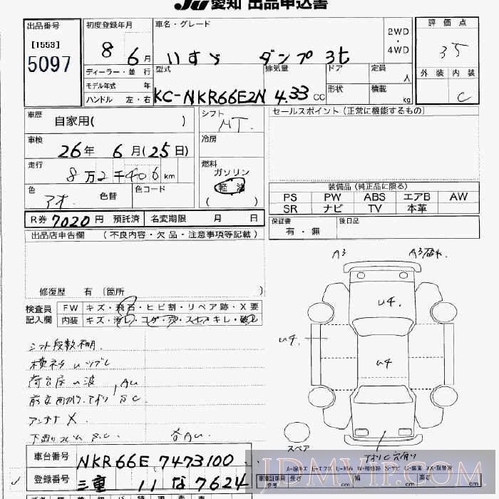 1996 ISUZU ISUZU TRUCK _3t NKR66E2N - 5097 - JU Aichi