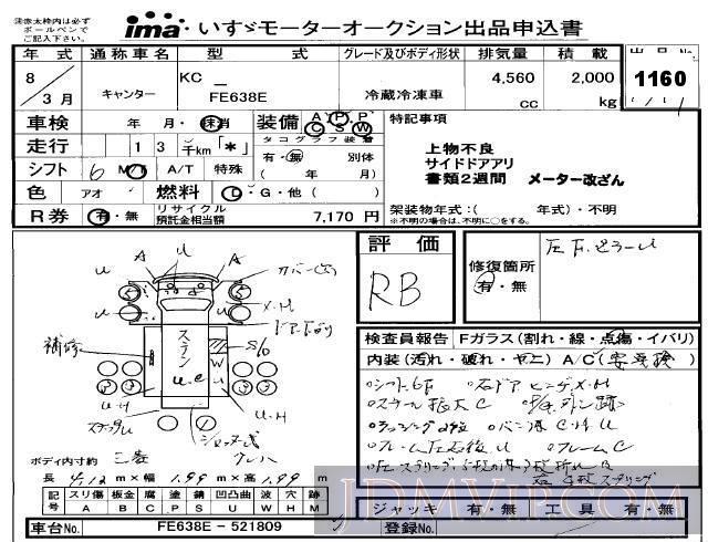1996 MITSUBISHI CANTER TRUCK  FE638E - 1160 - Isuzu Kobe