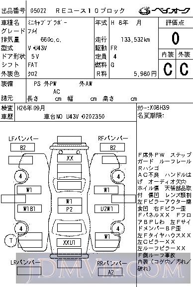 1996 MITSUBISHI MINICAB VAN  U43V - 5022 - BAYAUC