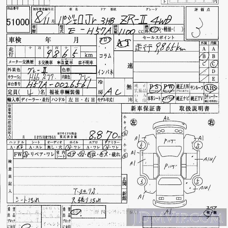1996 MITSUBISHI PAJERO JUNIOR 4WD_ZR-2 H57A - 51000 - HAA Kobe