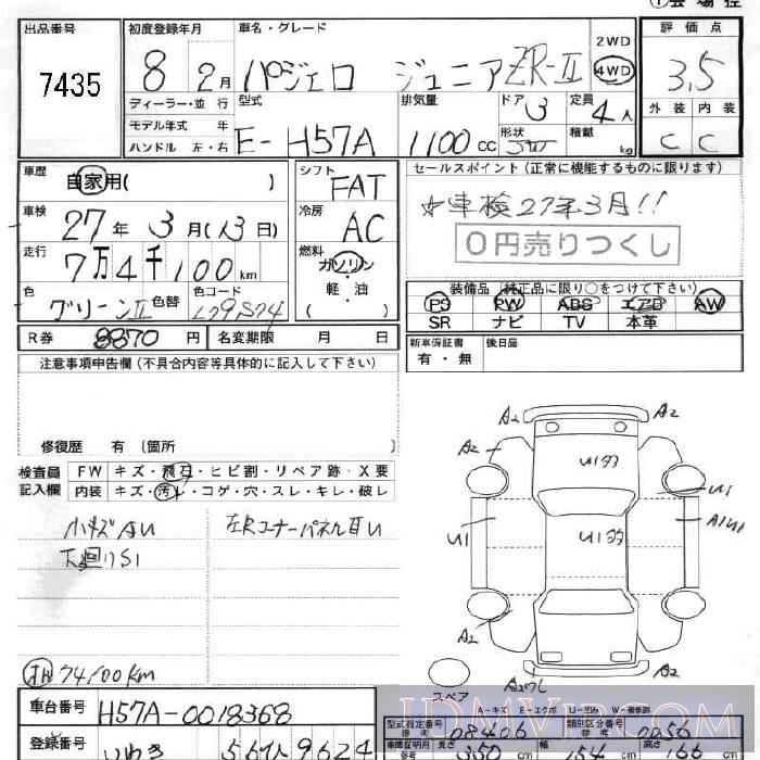 1996 MITSUBISHI PAJERO JUNIOR ZR2 H57A - 7435 - JU Fukushima