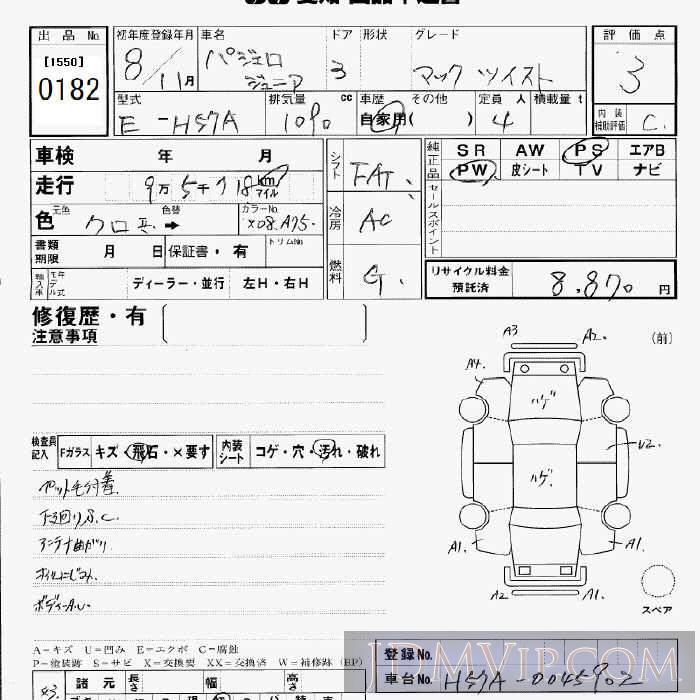 1996 MITSUBISHI PAJERO JUNIOR  H57A - 182 - JU Aichi