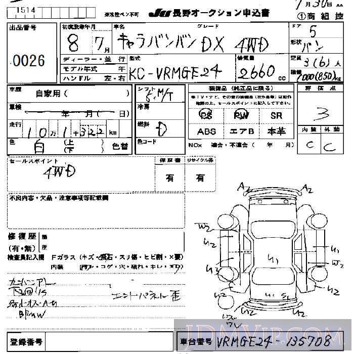 1996 NISSAN CARAVAN DX_4WD VRMGE24 - 26 - JU Nagano