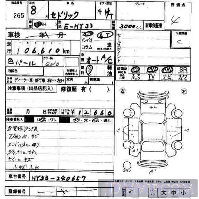 1996 NISSAN CEDRIC  HY33 - 265 - JU Hiroshima