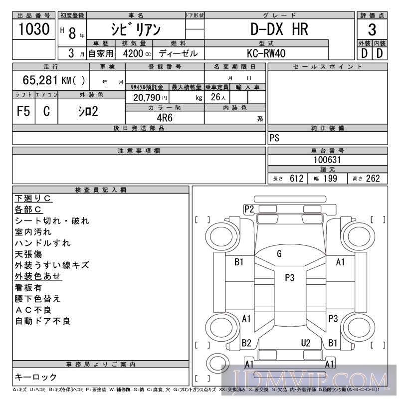 1996 NISSAN SIVILIAN D-DX_HR RW40 - 1030 - CAA Gifu