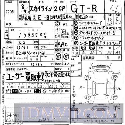 1996 NISSAN SKYLINE GT-R BCNR33 - 7205 - Hanaten Osaka