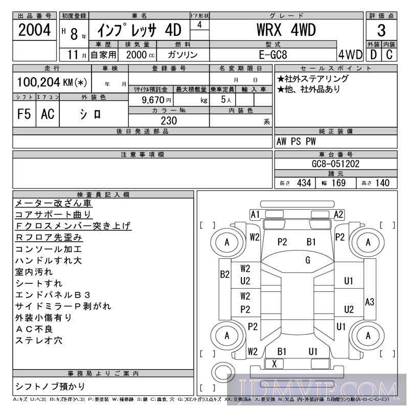 1996 SUBARU IMPREZA WRX_4WD GC8 - 2004 - CAA Tokyo