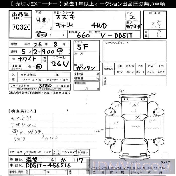 1996 SUZUKI CARRY TRUCK 4WD DD51T - 70320 - JU Gifu