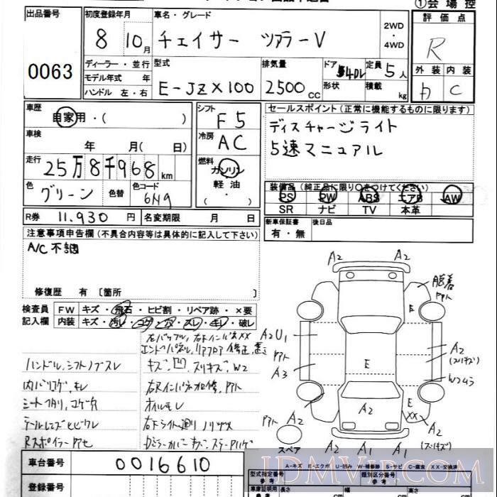 1996 TOYOTA CHASER V JZX100 - 63 - JU Ibaraki