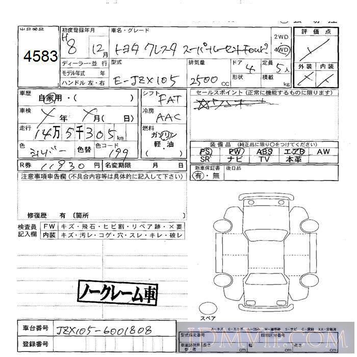 1999 TOYOTA IPSUM 4WD SXM15G - 4583 - JU Sapporo