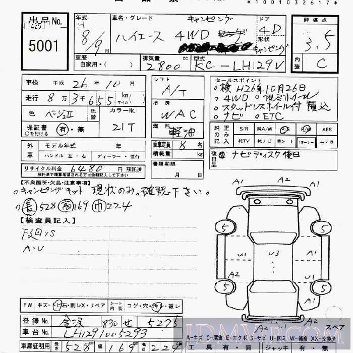 1996 TOYOTA HIACE VAN 4WD_ LH129V - 5001 - JU Gifu
