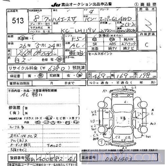 1996 TOYOTA HIACE VAN SGL_4WD LH119V - 513 - JU Toyama