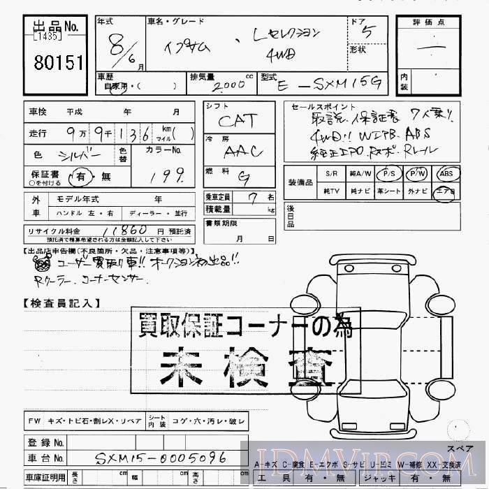 1996 TOYOTA IPSUM 4WD_L SXM15G - 80151 - JU Gifu