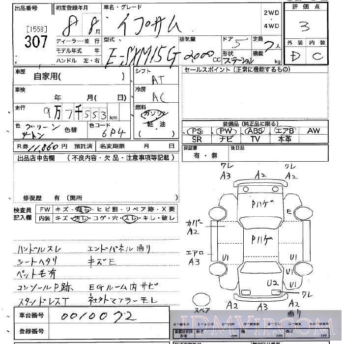 1996 TOYOTA IPSUM  SXM15G - 307 - JU Tochigi