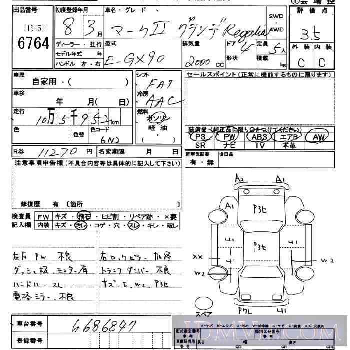1996 TOYOTA MARK II  GX90 - 6764 - JU Saitama