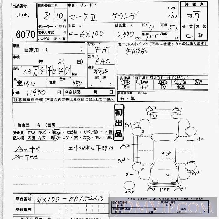 1996 TOYOTA MARK II _ GX100 - 6070 - JU Kanagawa