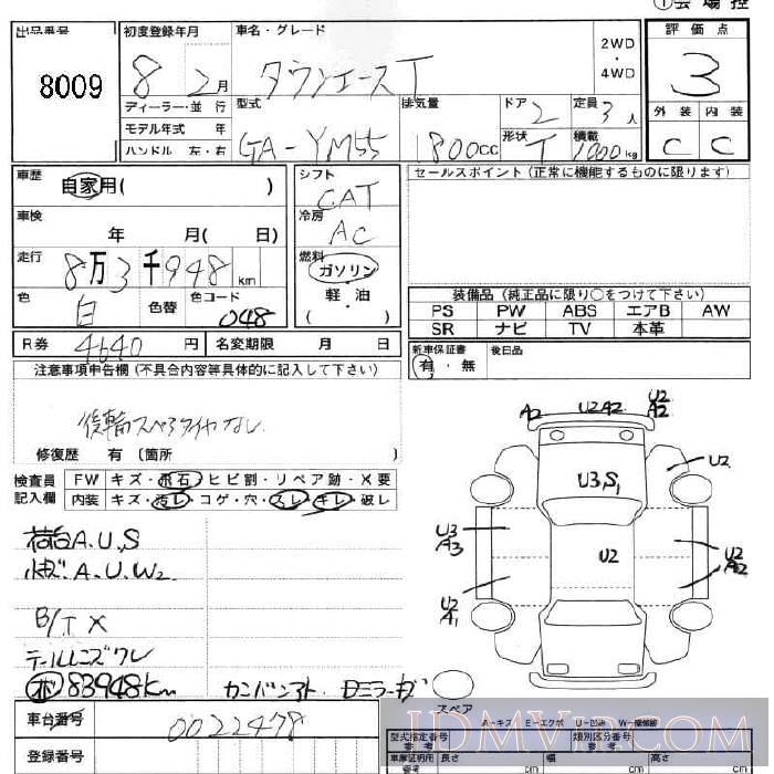 1996 TOYOTA TOWN ACE TRUCK  YM55 - 8009 - JU Fukushima