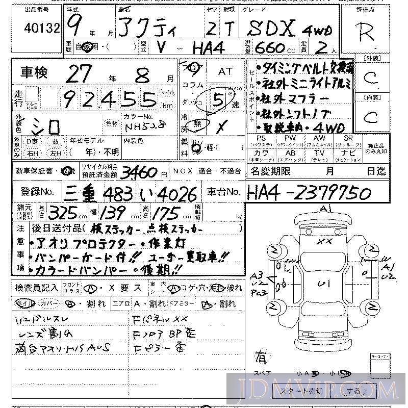 1997 HONDA ACTY TRUCK 4WD_SDX HA4 - 40132 - LAA Kansai