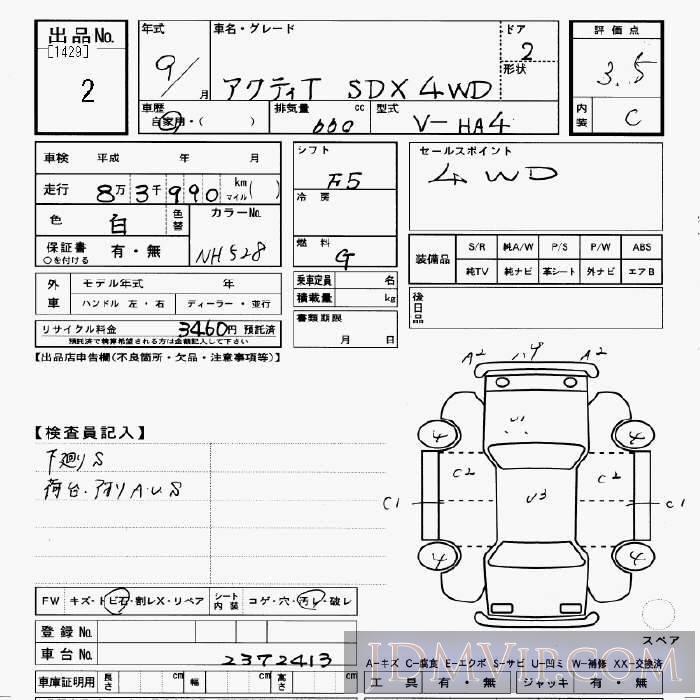 1997 HONDA ACTY TRUCK 4WD_SDX HA4 - 2 - JU Gifu