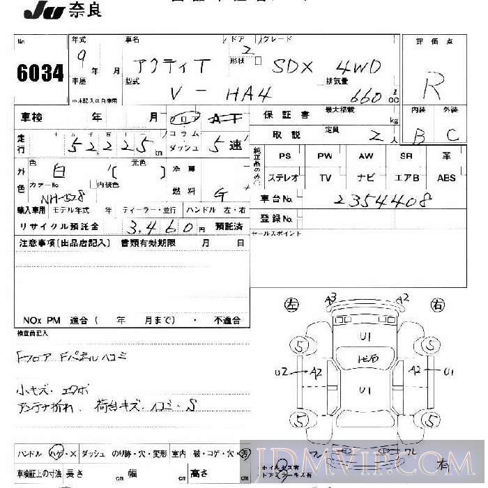1997 HONDA ACTY TRUCK SDX_4WD HA4 - 6034 - JU Nara