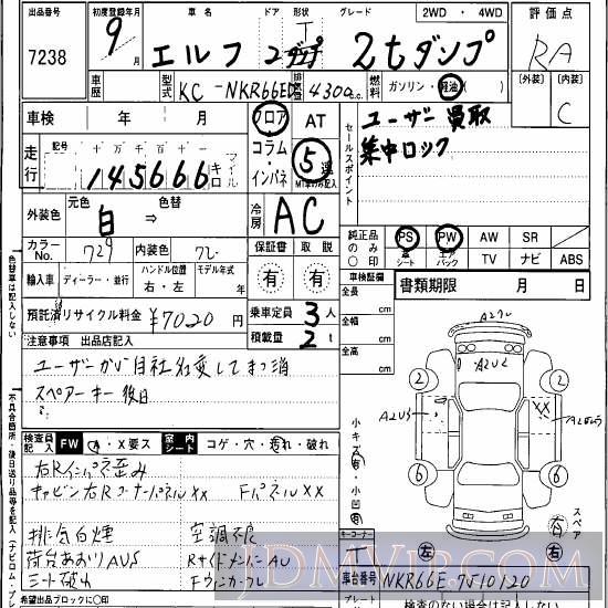 1997 ISUZU ELF TRUCK 2t NKR66ED - 7238 - Hanaten Osaka