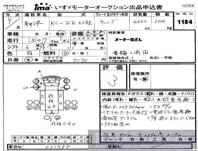 1997 MITSUBISHI CANTER TRUCK  FE638E - 1184 - Isuzu Kobe