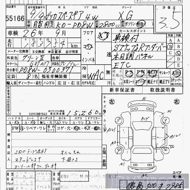1997 MITSUBISHI DELICA XG PD8W - 55166 - HAA Kobe