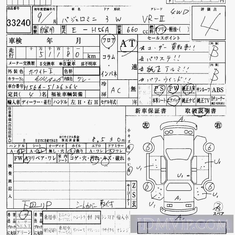 1997 MITSUBISHI PAJERO MINI 4WD_VR-2 H56A - 33240 - HAA Kobe
