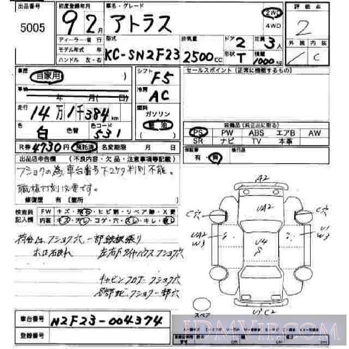 1997 NISSAN ATLAS TRUCK  SN2F23 - 5005 - JU Hiroshima