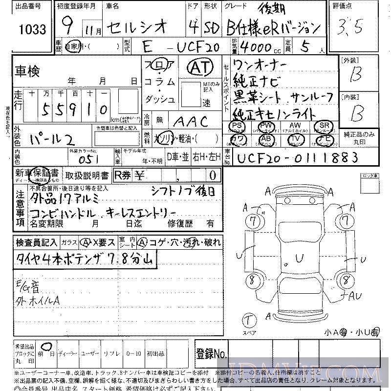 1997 TOYOTA CELSIOR B_ER UCF20 - 1033 - LAA Shikoku