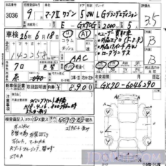 1997 TOYOTA MARK II WAGON LG_ED GX70G - 3036 - LAA Okayama