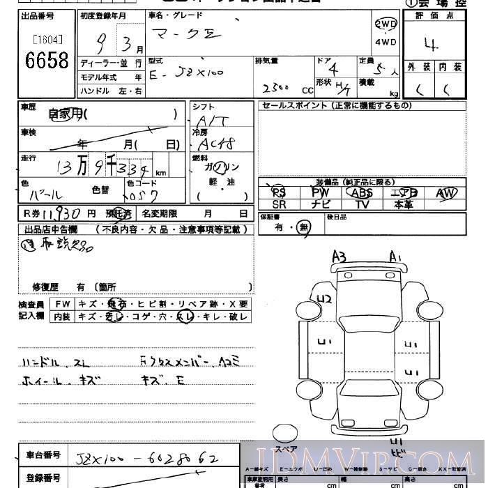 1997 TOYOTA MARK II  JZX100 - 6658 - JU Saitama