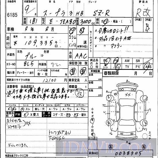 1997 TOYOTA SUPRA SZ-R JZA80 - 6185 - Hanaten Osaka