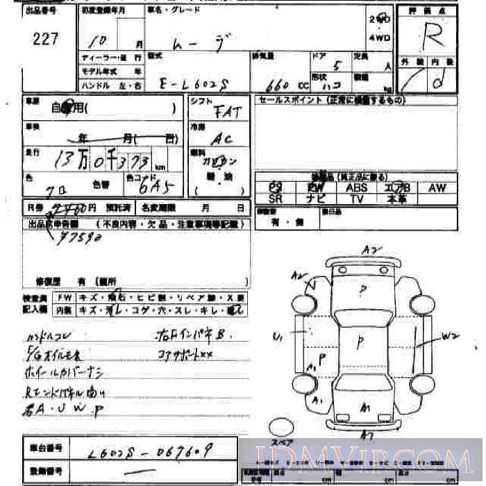 1998 DAIHATSU MOVE  L602S - 227 - JU Hiroshima