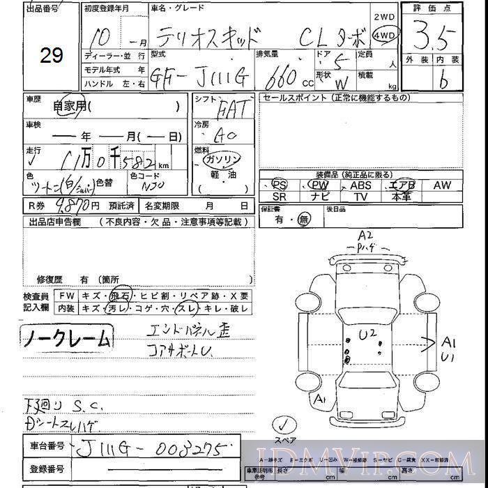1998 DAIHATSU TERIOS KID CL-TB J111G - 29 - JU Shizuoka