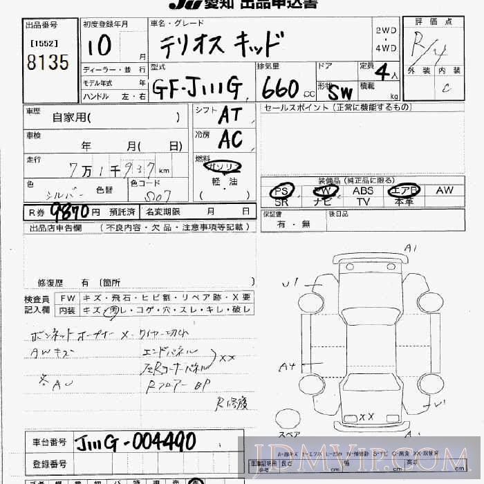 1998 DAIHATSU TERIOS KID  J111G - 8135 - JU Aichi