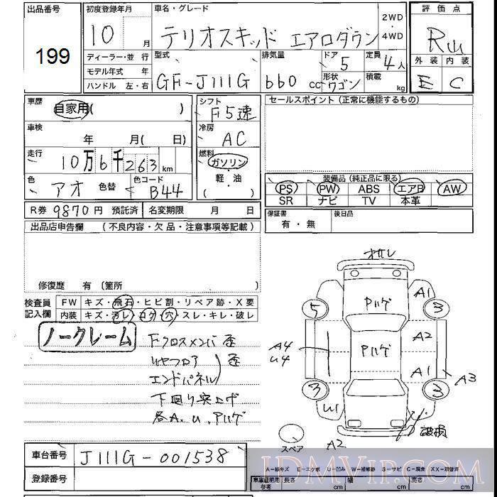 1998 DAIHATSU TERIOS KID  J111G - 199 - JU Shizuoka