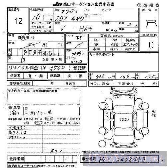1998 HONDA ACTY TRUCK SDX_4WD HA4 - 12 - JU Toyama