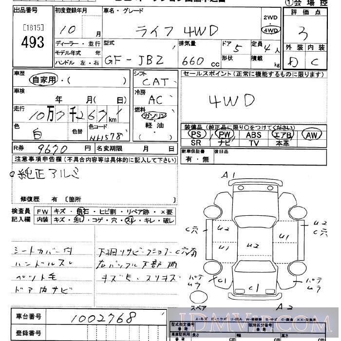 1998 HONDA LIFE 4WD JB2 - 493 - JU Saitama