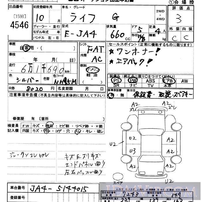 1998 HONDA LIFE G JA4 - 4546 - JU Saitama