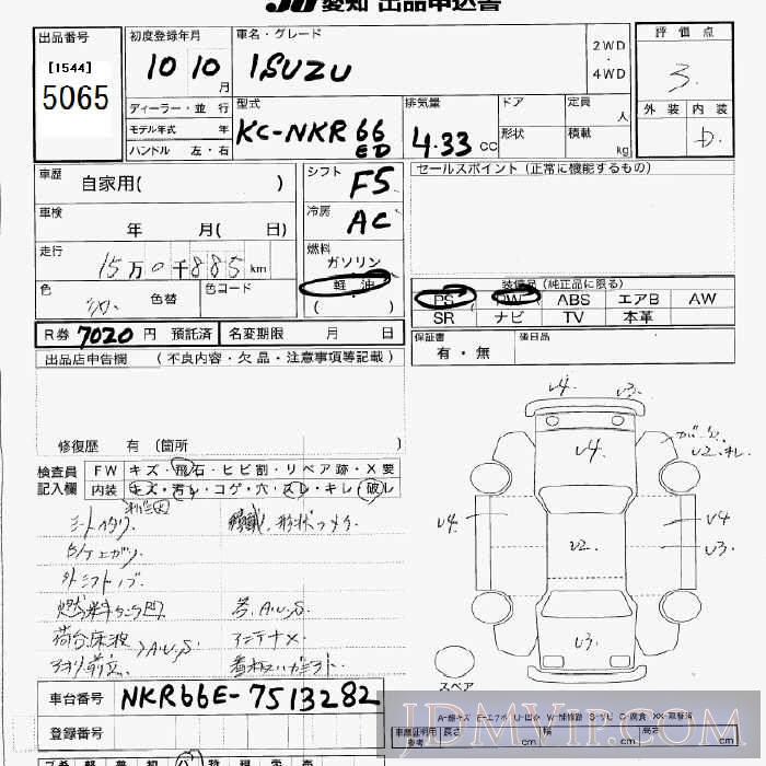 1998 ISUZU ISUZU TRUCK  NKR66ED - 5065 - JU Aichi