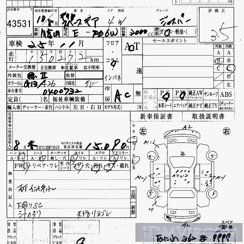 1998 MITSUBISHI DELICA  PD6W - 43531 - HAA Kobe